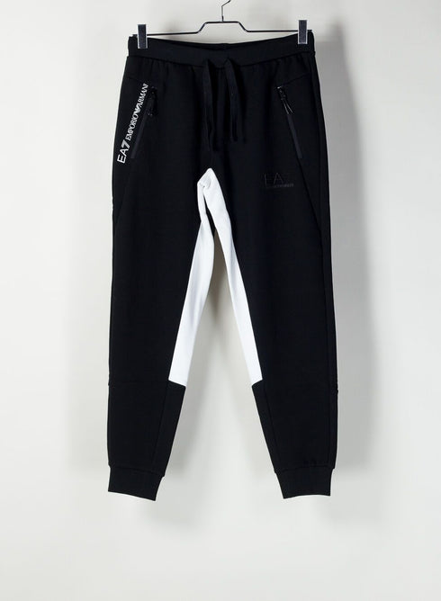 Pantaloni Della Tuta Uomo colorblock polsino Nero Bianco EA7 Emporio Armani- Francavilla Moda